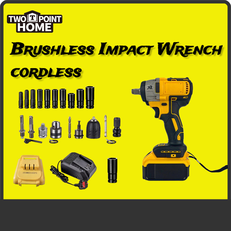Brushless Impact Wrench Drill Cordless Electric Heavy Duty Battery ...