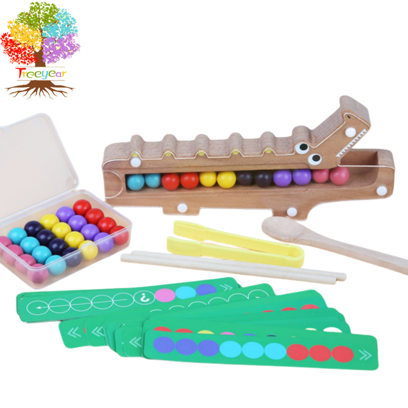 Montessori Color Matching Games Wooden Beads Game Fine Motor Skill Game ...
