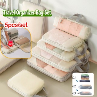 5pcs Transparent Storage Bags Travel Clothes Shoes Bag Portable Luggage  Organizer Cosmetic Make Up Pouch Ziplock Packing Bags