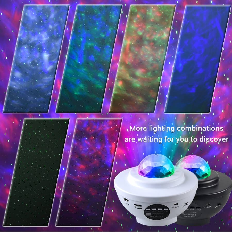 USB LED Star Night Light Music Starry Water Wave LED Projector Light ...