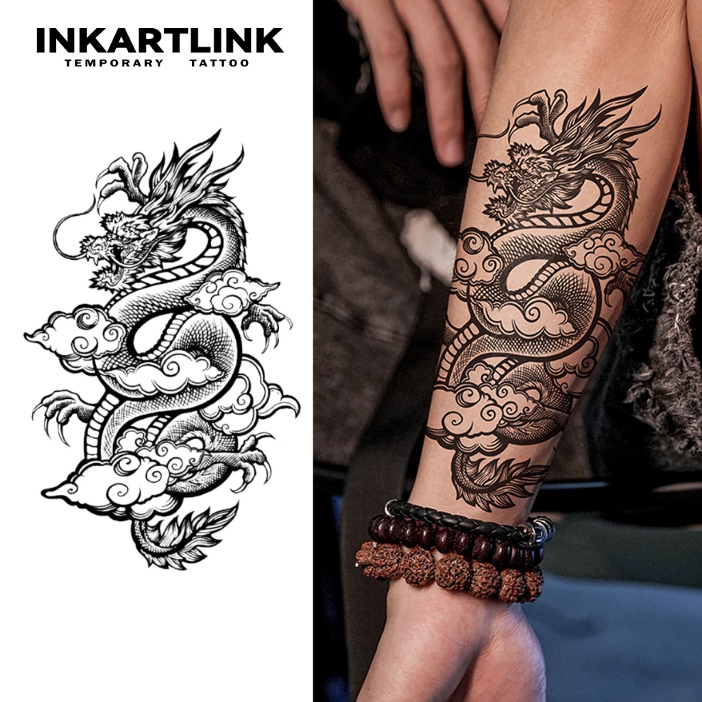 Dragon temporary tattoo stickers, waterproof longlasting magic tattoo