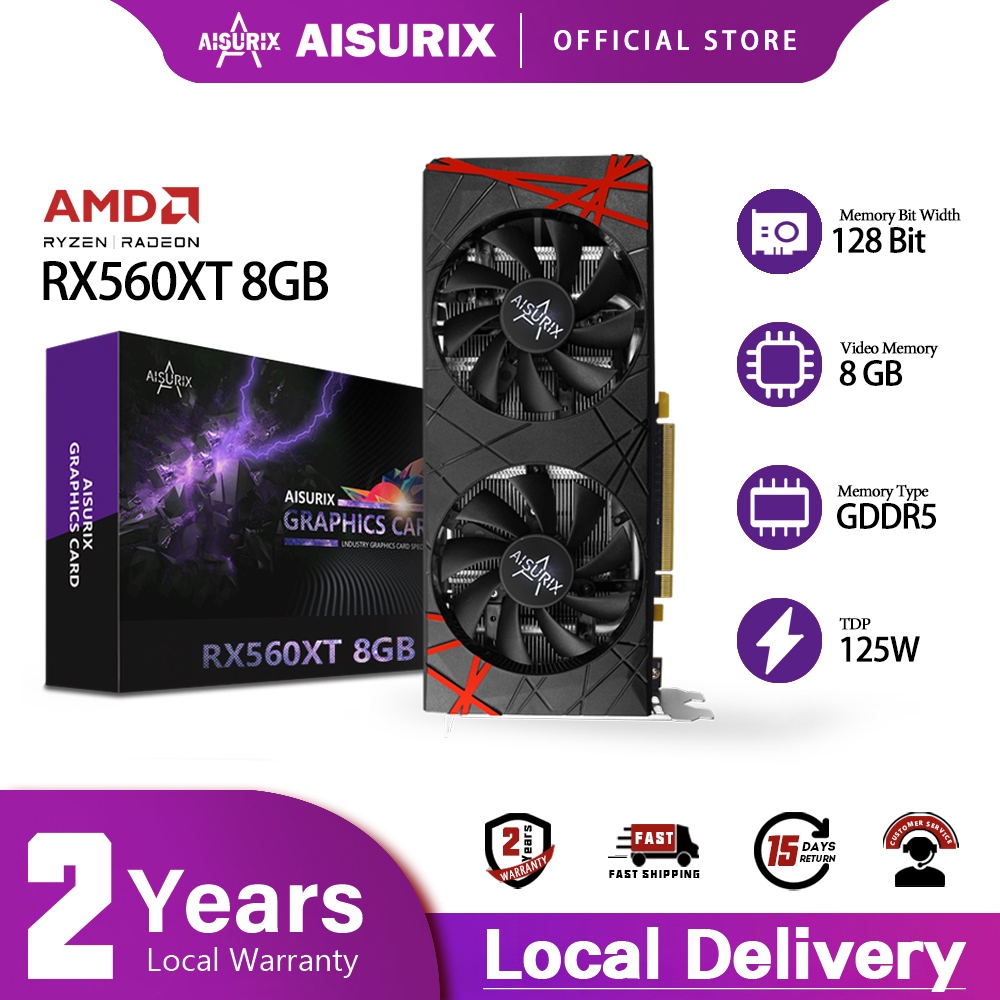 AISURIX RX 560xt Graphics Card 8GB AMD GPU PC Computer Video Card For ...
