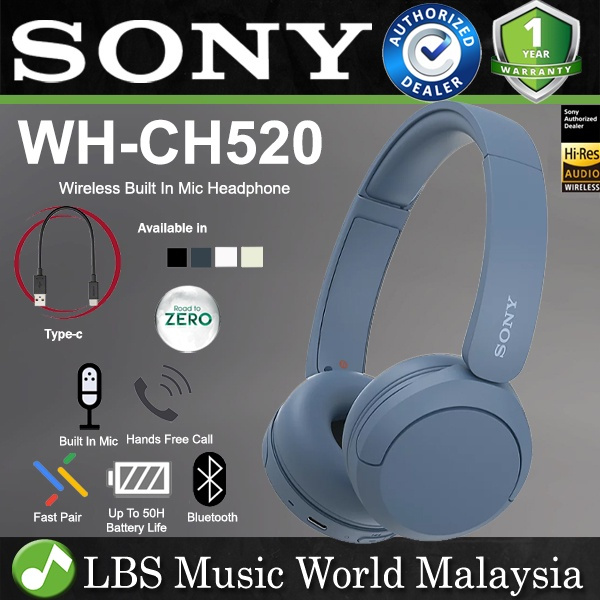 Sony WH-CH520 Wireless Headphones CH520 | Bluetooth Connectivity | 50 ...