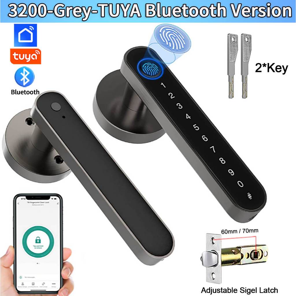 Semiconductor Fast Fingerprint Handle Door Lock TUYA APP Security Anti ...