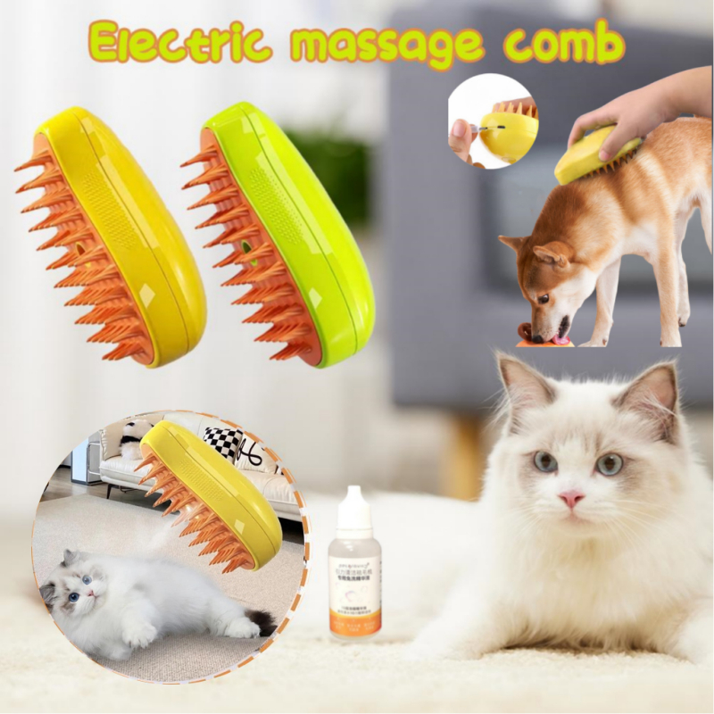 3 In 1 Steamy Cat Brush Electric Spray Brush Cat Dog Hair Cleaning ...