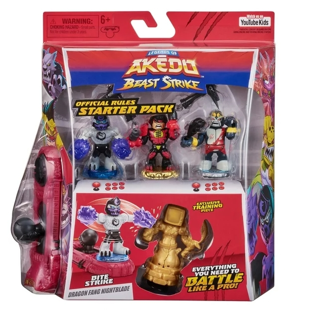 Akedo Beast Bite Strike Starter Pack 3 Mini Battling Figures And