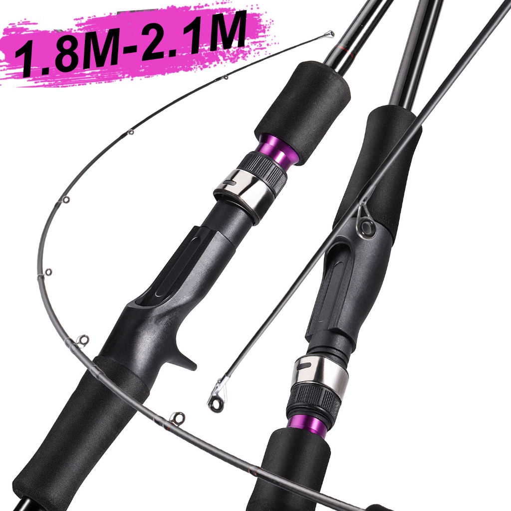 Cheap sougayilang portable 4-section fishing rod 2.1M fishing rod carbon  fiber spinning fishing rod fishing gear
