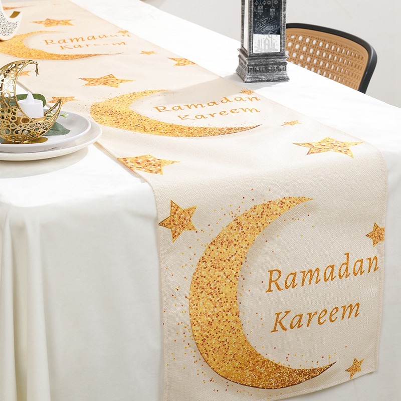 183*33cm Ramadan Kareem Table Runner Ramadan MUBARAK Linen Eid Backdrop ...
