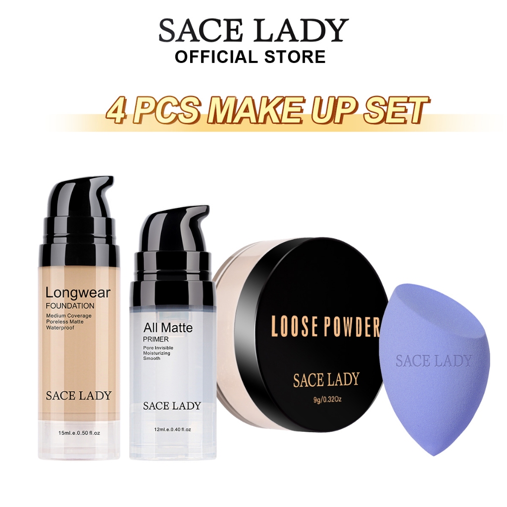 SACE LADY Face Makeup Set 2PCS Pore Invisible Primer + Full