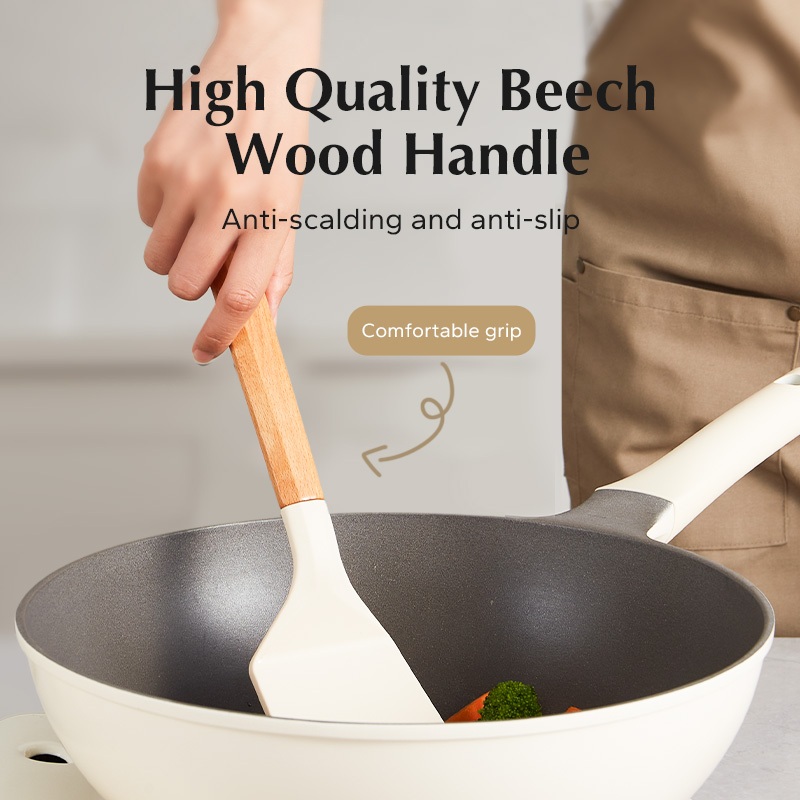 Redchef Solid Wood Silicone Utensils Turner/Slotted Turner/Ladle Food ...