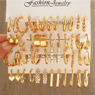 48Pcs Gold Color Vintage Hoop Earrings Set Women Boho Metal Circle ...