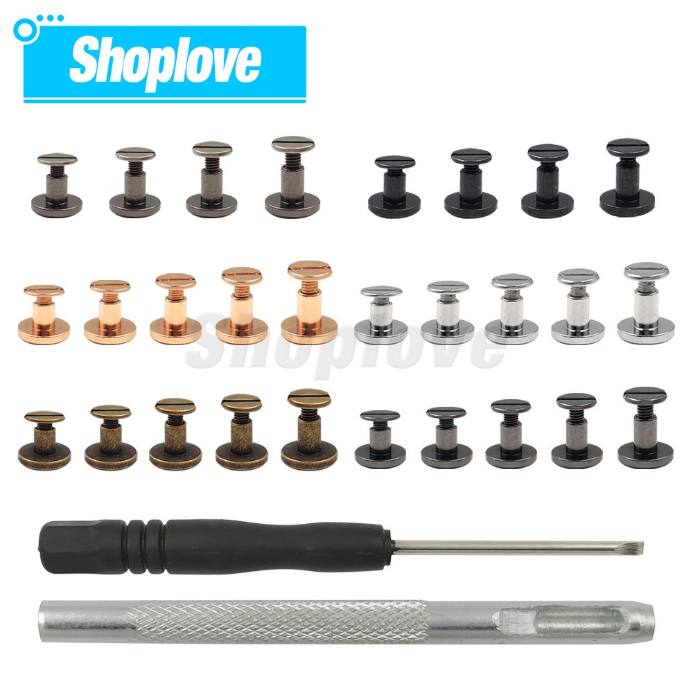 10/12Sets Metal Solid Screw Nail Rivet Double Curved Head Belt Strap ...