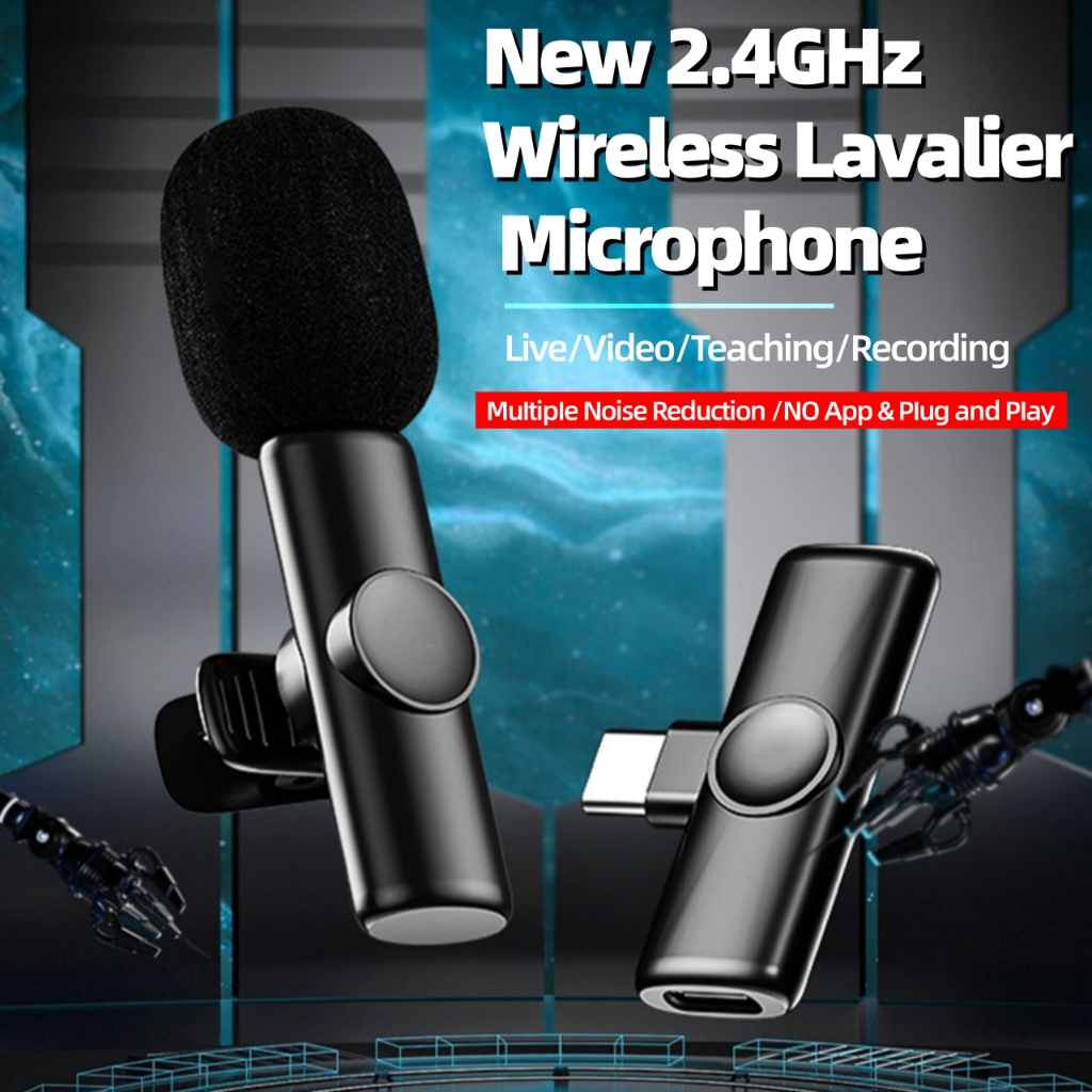 K11 2.4GHz Wireless Lavalier Microphone For Phone Live Video Interview ...