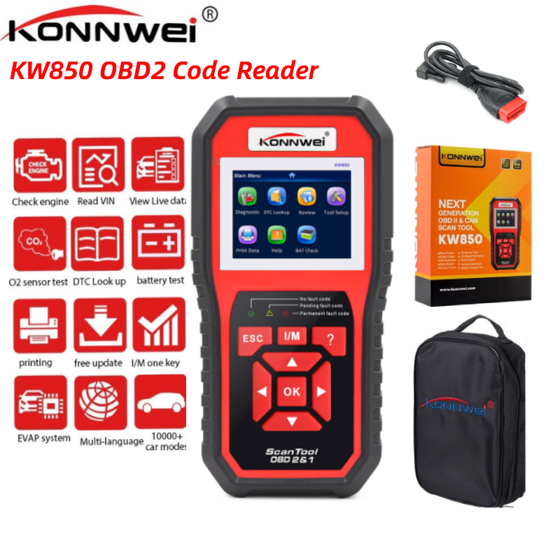 (Ready)⭐KONNWEI KW850 Car OBD2 Diagnostic Scanner OBD 2 Auto Diagnosis Scanner Tool Automotive