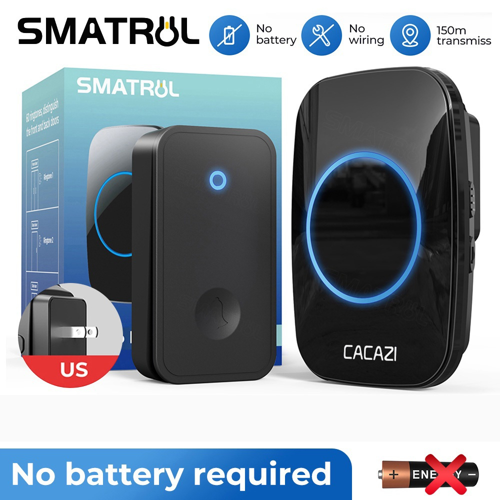 SMATRUL CACAZI 60 ringtones Self Powered Waterproof Wireless DoorBell ...