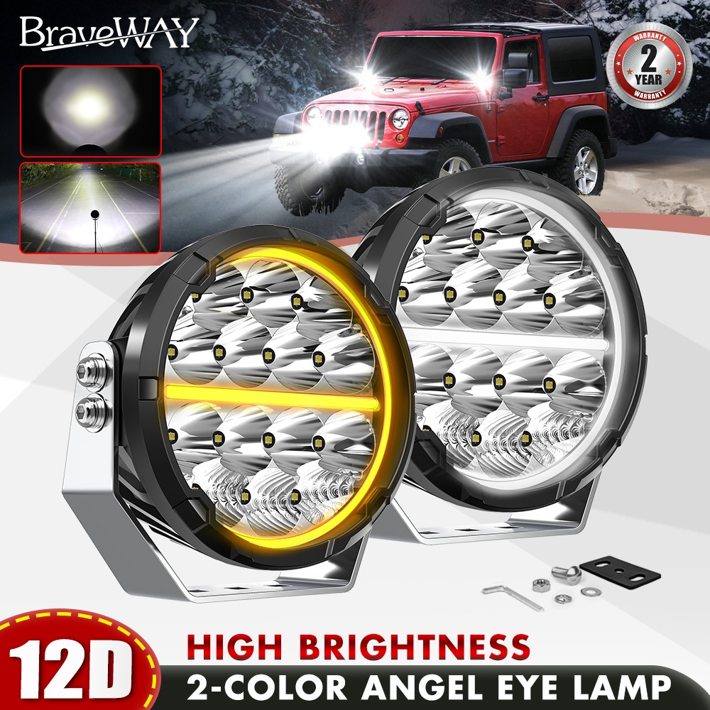 BraveWay 6.5inch Round LED Driving Light with DRL 6500K+3000K LED Work ...