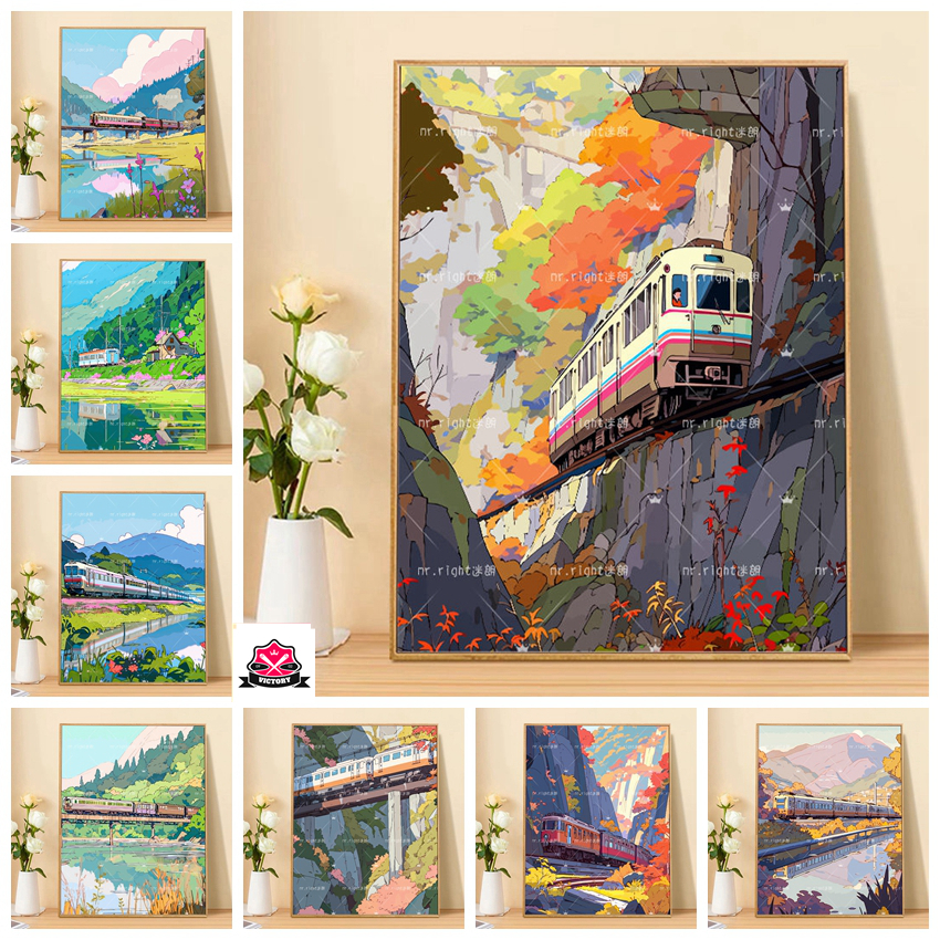 Victory 30*40cm/40*50cm Small Train Paint By Numbers Painting