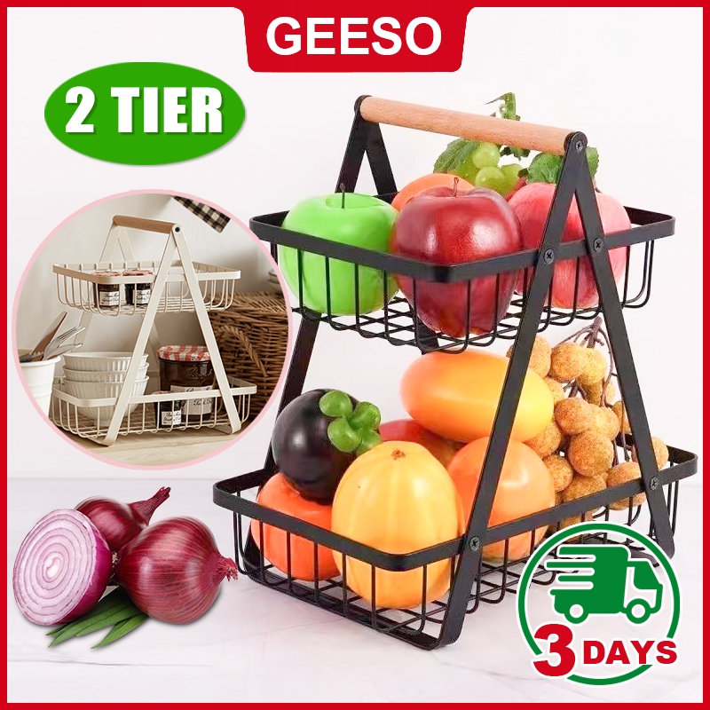 GEESO 2 Tier Onion Rack Fruit Basket Rak Bawang Bertingkat Vegetable ...