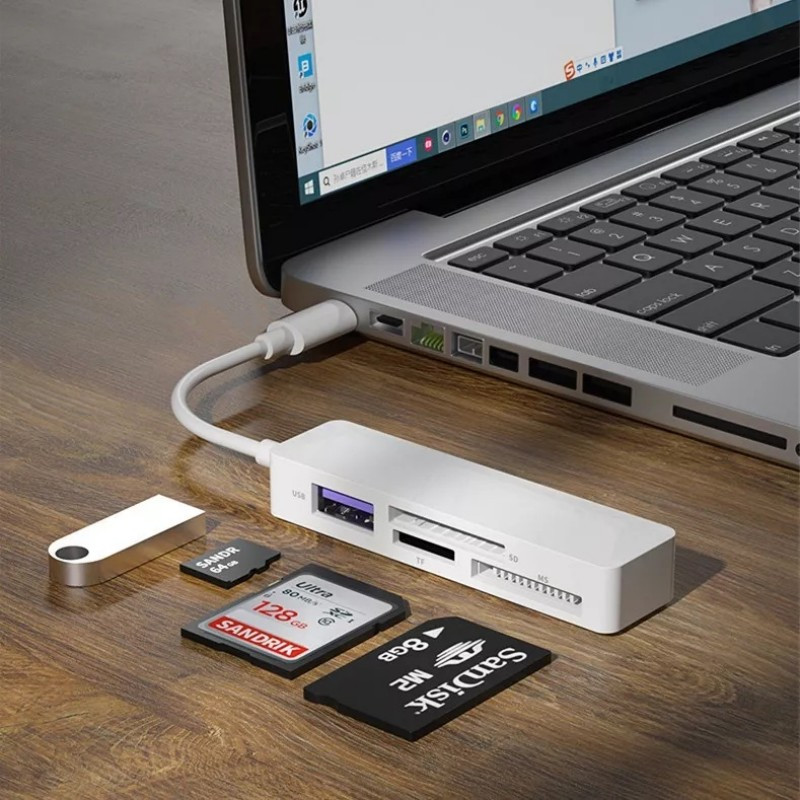 4 in 1 Card Reader i-O-S/USB/Type-C To MS SD TF Card U Disk Adapter for ...
