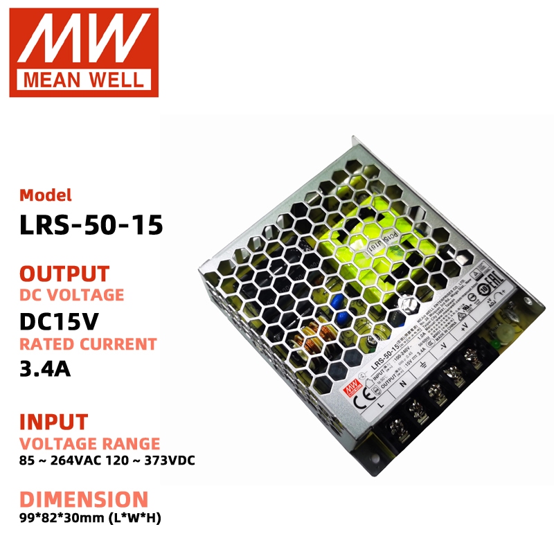 Mean Well Power Supply Lrs 50 15 Dc15v 34a Meanwell Dc Voltage Regulator Power Supply Shopee 8274