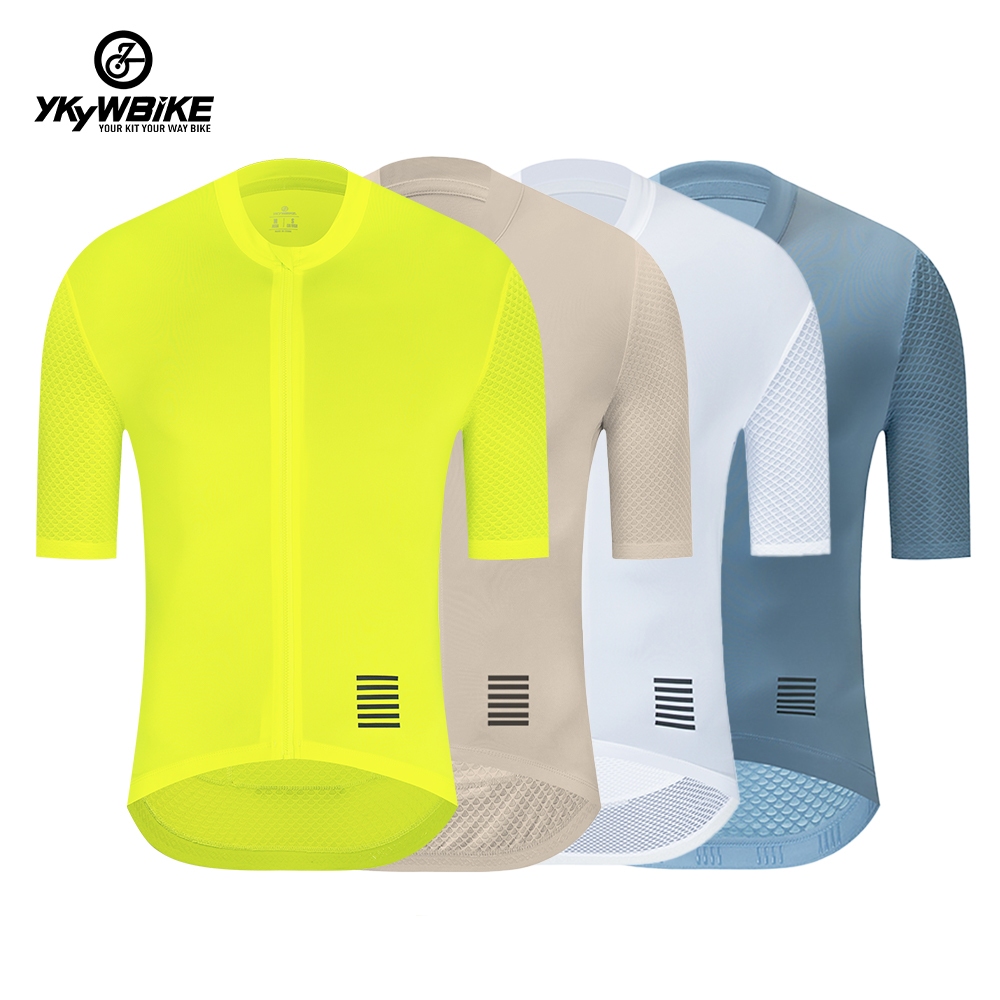 YKYWBIKE Maglia Ciclismo Uomo Manica Corta – Jersey MTB/Bici Pro, Multicolore, Traspirante