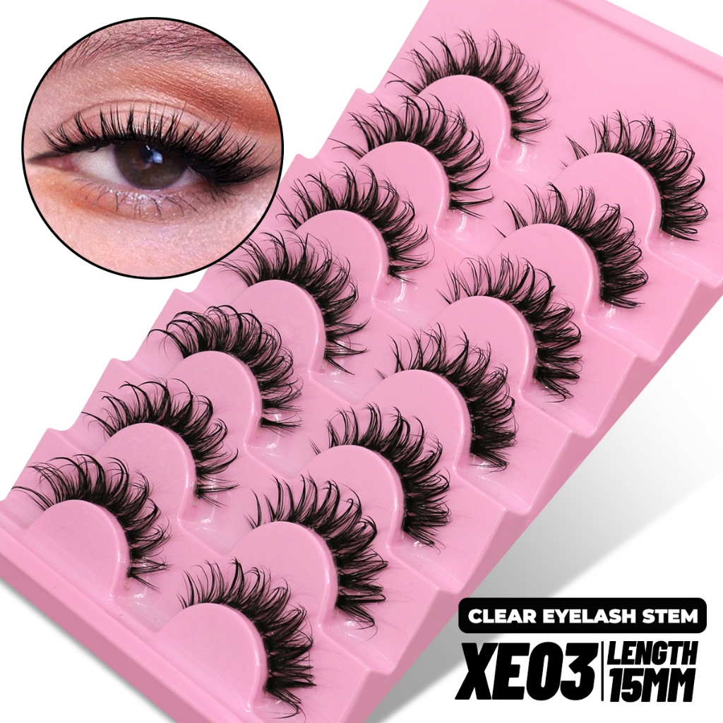 Groinneya Cat Eye Lashes 57pairs Manga Lashes Faux Mink Eyelashes Soft Cross Wispy Natural Long 6953