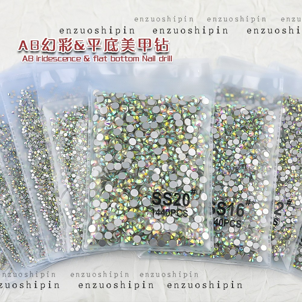 Rou Bao SS4-SS30 Nail Crystal AB Rhinestones Flatback Glitter Strass ...