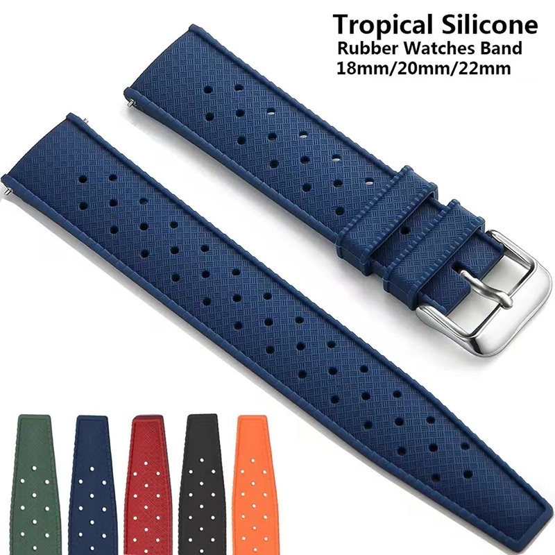 Tropical Silicone Strap Quick Release Watch Band 20mm 22mm Rubber