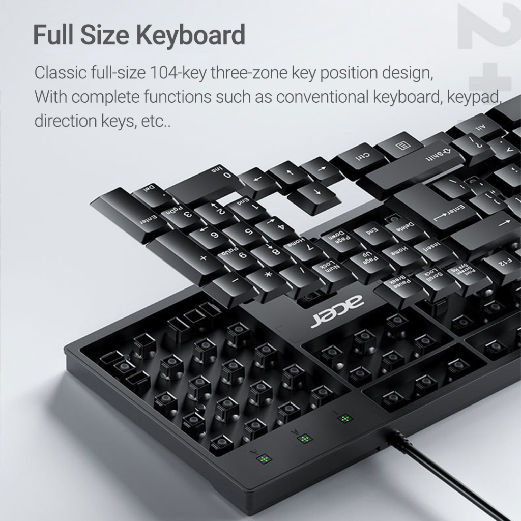 Acer Wired USB Keyboard K-212B, 104 Keys, with Side Keys for Computers ...