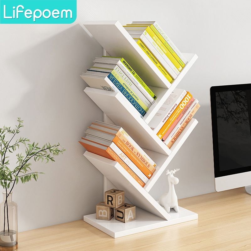 Book rack Tree Shape Multipurpose Bookshelf storage Rak buku gaya moden ...