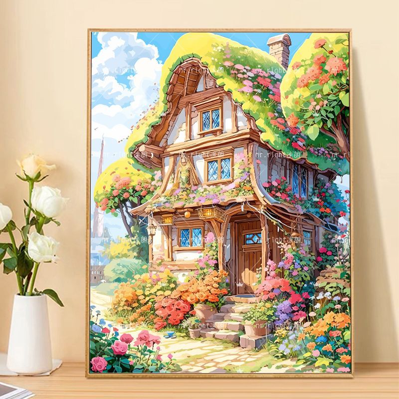 Victory 30*40cm/40*50cm Flower House Paint By Numbers canvas painting