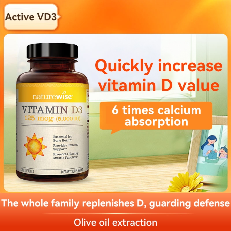 NatureWise Vitamin D3 5000iu (125 mcg) 1 Year Supply for Healthy Muscle