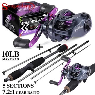 Fishing Rod Reel Bag Fishing Accessories Combos Portable 3 Sections 175cm  Travel Fishing Rods Whit Baitcasting Reel and Full Kit Accessories  Freshwater Saltwater Fishing Combos Set