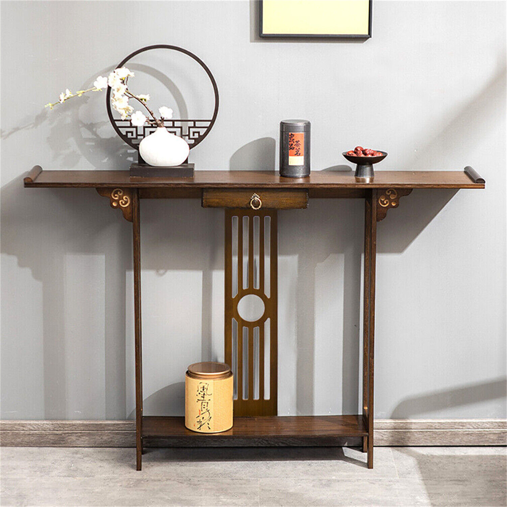 Rustic Console Sofa Table Narrow Entryway End Table with Shelf Wood ...