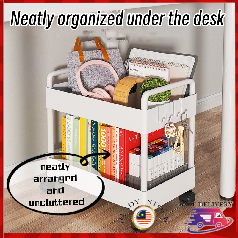 Under Table Removable Book Shelf Book Organizer Multi-Level Book ...