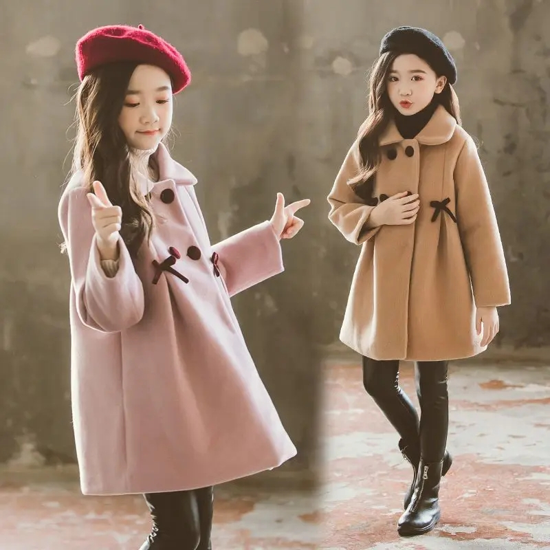 3-12 Years Girls Wool Coat Autumn New Korean Version Fashion
