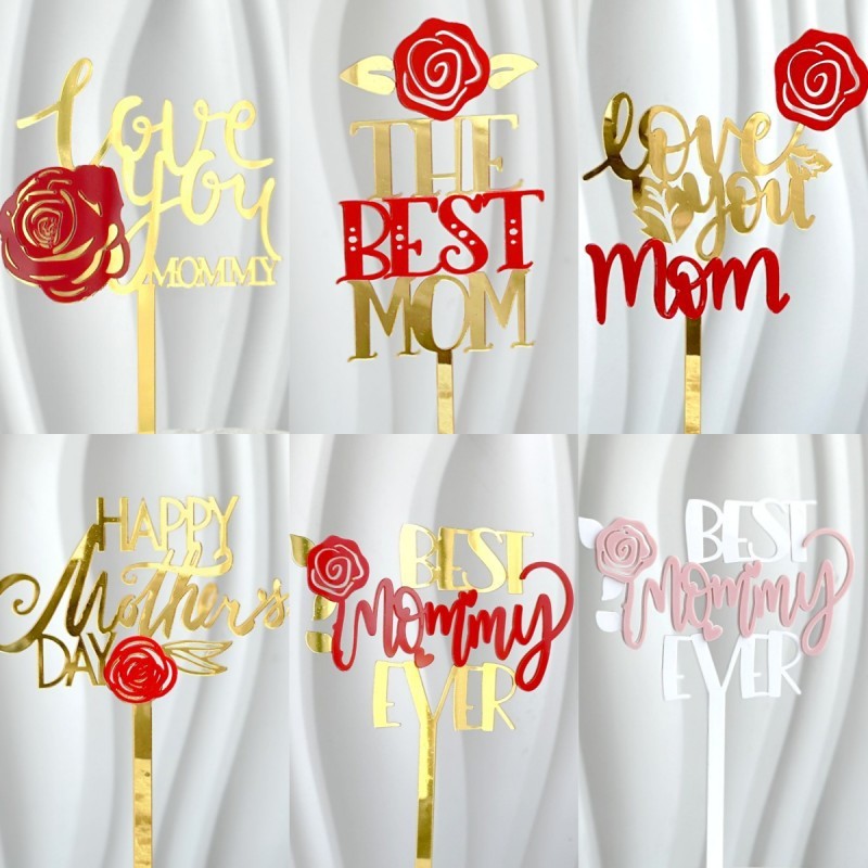 Happy Mother's Day Cake Topper, Acrylic Happy Mothers Topper with ...