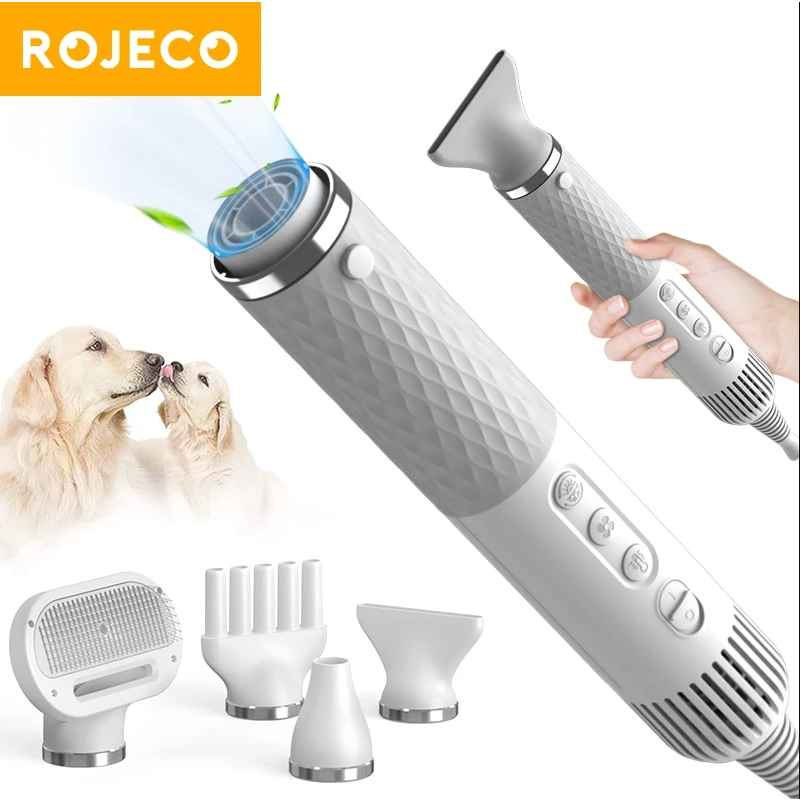 ROJECO Portable 2 in 1 Pet Hair Dryer For Dogs Cat Grooming Comb Brush ...