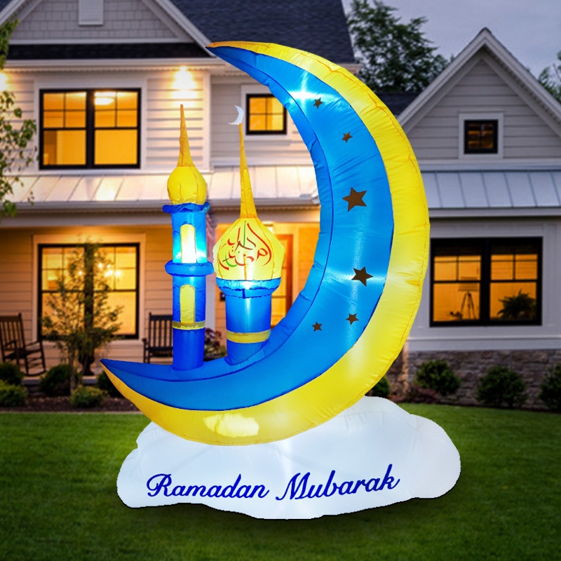 Ramadan Outdoor Inflatable Moon Decorations, 5 x 4 FT Lighted Blow Up ...