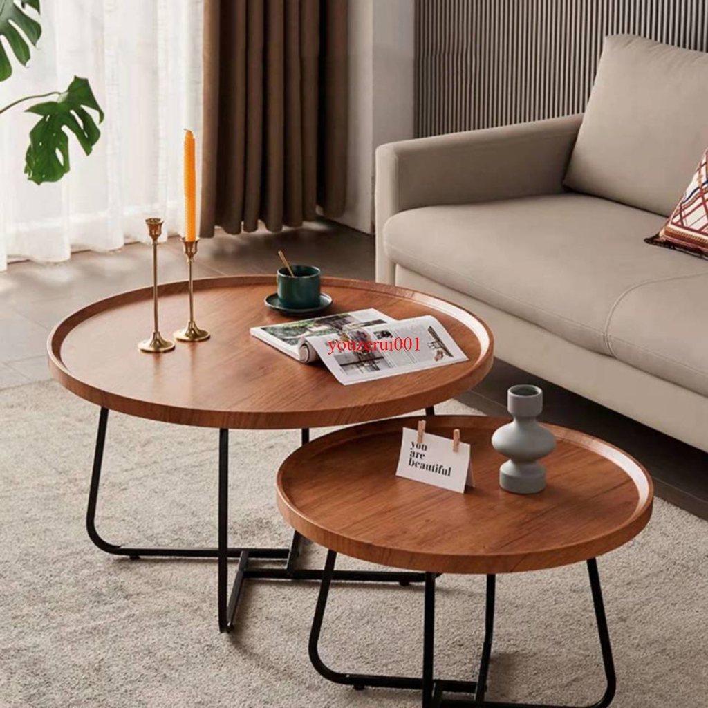 Coffee Table Nordic Wood Living Room Household Round Side Table Simple ...