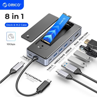 USB C Docking Station with M.2 NVMe SSD Enclosure, ORICO 9-in-1 USB-C Hub  Adapter with NVMe Slot(Up to 4TB), PD 100W, 3 x 10Gbps USB3.1 USB-A,  Type-C