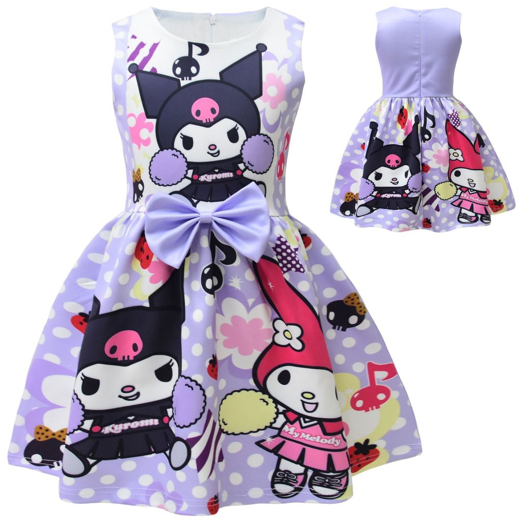 Anime Sanrio My Melody Kuromi Princess Dress For Kids Girl Sleeveless ...