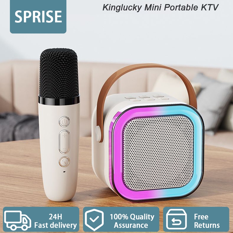 SPRISE Karaoke Mini Bluetooth Speaker Wireless Portable With Mic Home