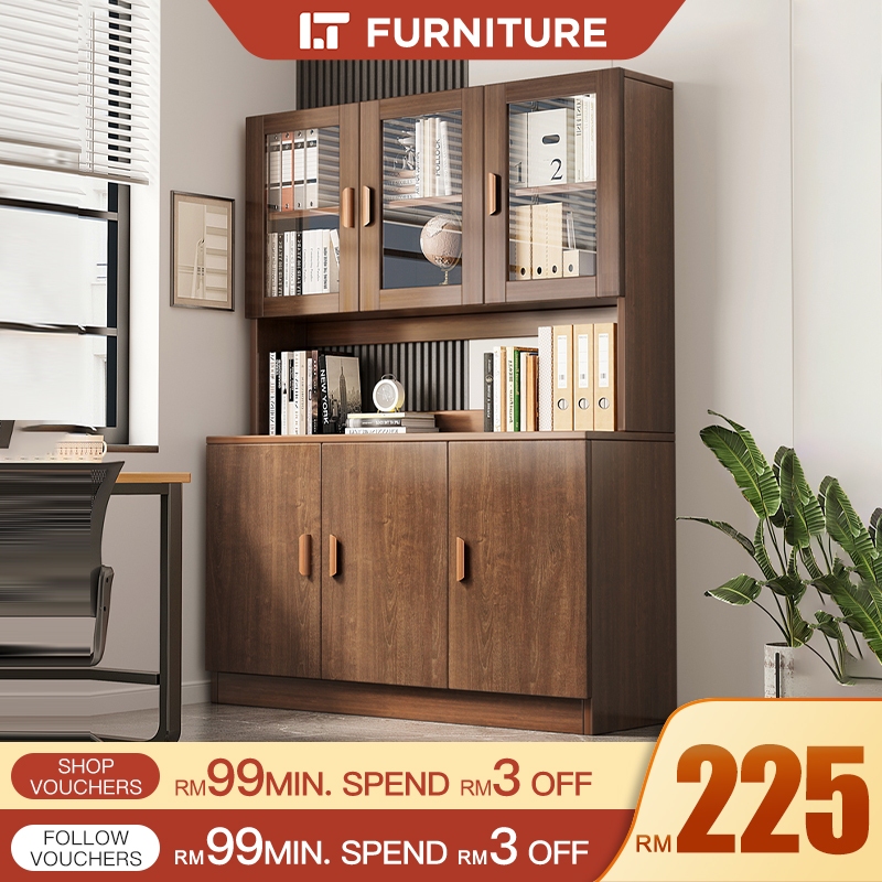Book Cabinet Rak Buku Wooden Book Rack Office File Cabinet With Door ...