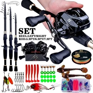 PROBEROS Fishing Rod and Reel Combo, 6.9ft Carbon Fiber Telescopic Fishing  Pole with SpinningBaitcasting Reel Combos, Sea Saltwater Freshwater Ice