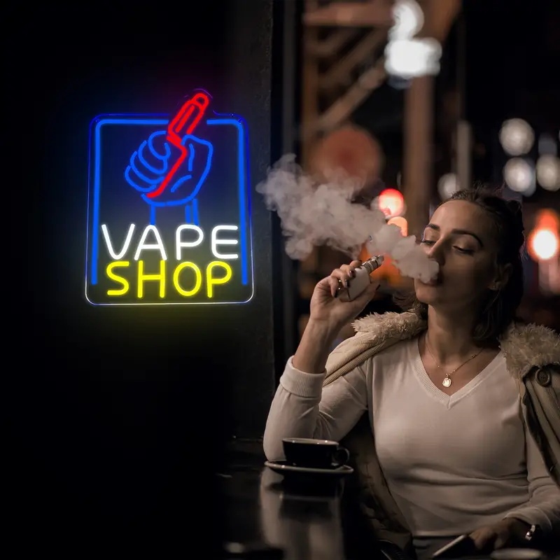 VAPE Shop Neon Sign, For Smoke Shop LED Light Up E-cigar Business Store ...