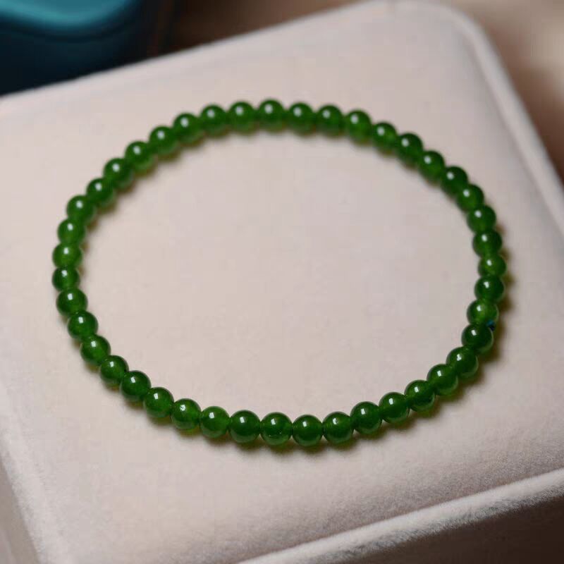 Dark Green Chrysoprase Bracelet Single Circle Thin Small Beads Like ...