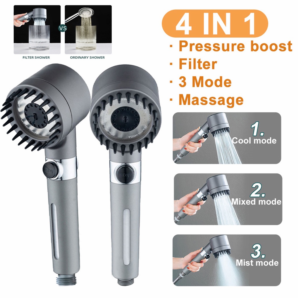 High Pressure Shower Head With Filter Shower Head High Pressure 3 Mode  Water Handheld Shower Head Bathroom | Shopee Malaysia
