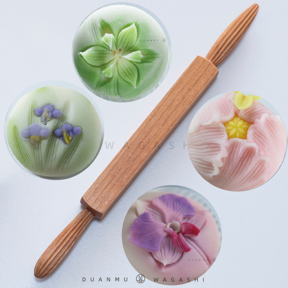 Japanese wagashi Tool DoubleHeaded Petal Texture Stick Spoon Mu Tang