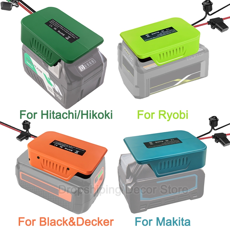 Power Wheel Adapter For Ryobi 40V Li-ion Battery – Includes Fuse & Switch, Green